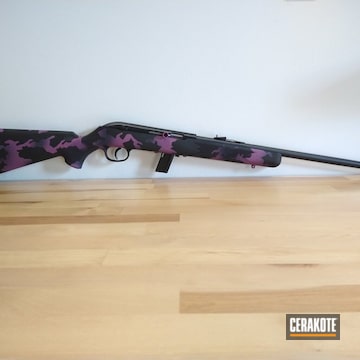 Custom Camo Savage Rifle Cerakoted Using Magpul® Stealth Grey, Armor Black And Wild Purple