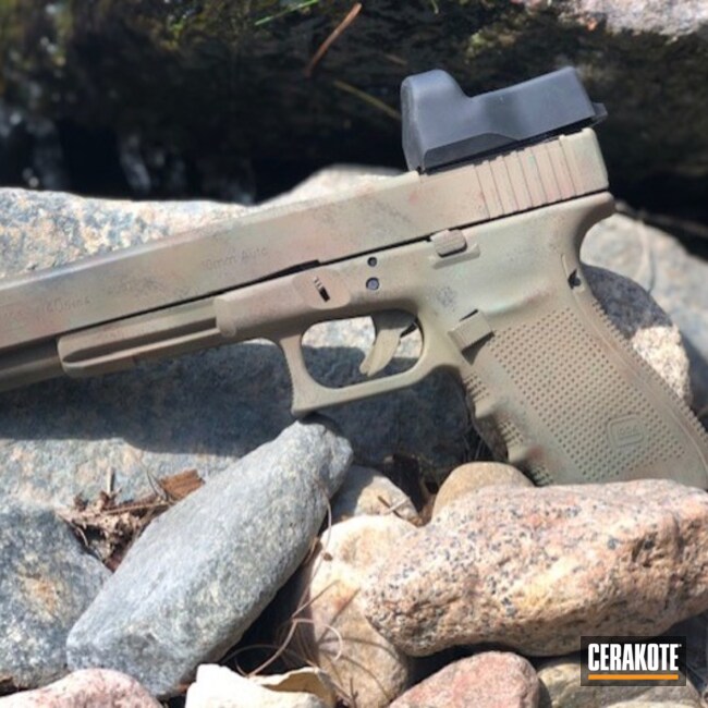 Glock 40 Cerakoted Using Multicam® Dark Brown, A.i. Dark Earth And Highland Green