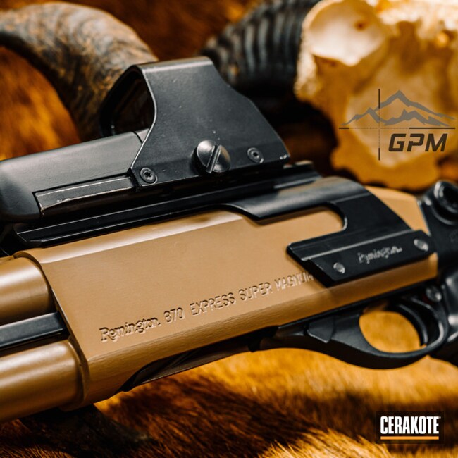 Remington 870 Cerakoted Using Midnight And M17 Coyote Tan