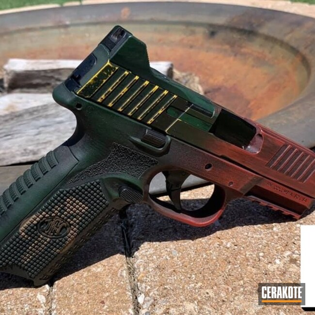 Star Wars Themed Fn 509 Cerakoted Using Highland Green, Habanero Red And Corvette Yellow