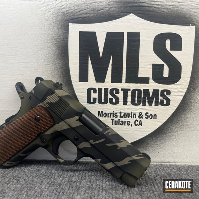 1911 Tiger Stripe Coated With Cerakote In H-400, H-235 And Hir-146