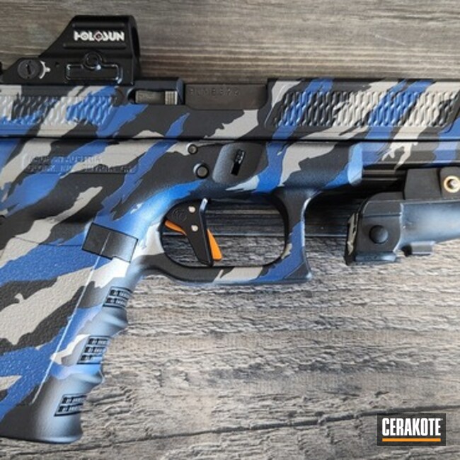 Navy Camo Glock 19 Coated With Cerakote In H-171, H-227 And Hir-146