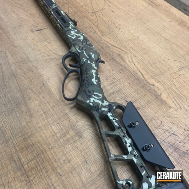 Henry Lever Action Cerakoted In Woodland Multi-camo