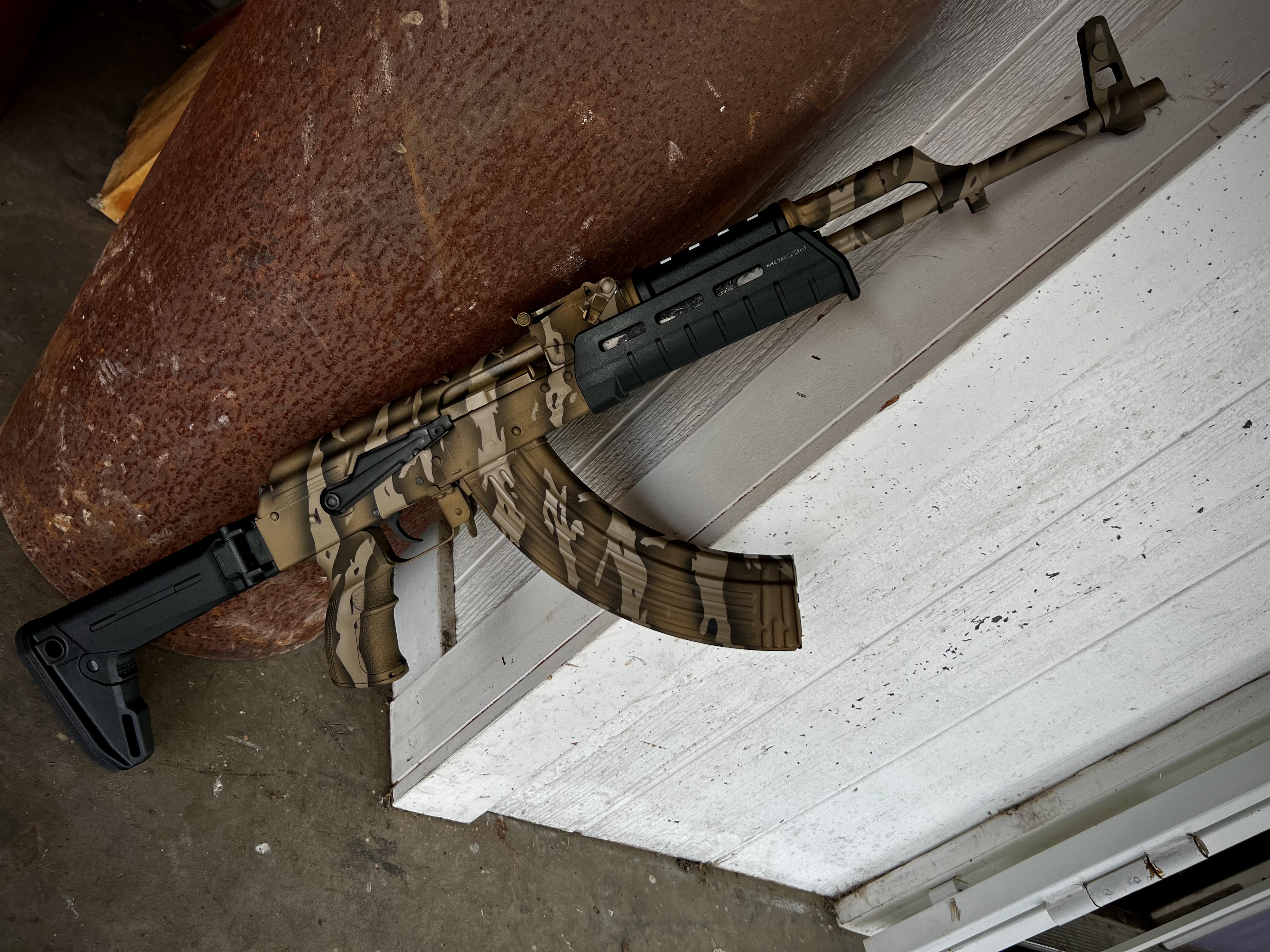 Tiger Stripe Ak coated with a Graphite Black, Burnt Bronze and