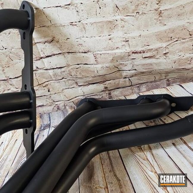 Glacier Black Exhaust Coated With Cerakote In Cerakote Glacier Black And Piston Coat (oven Cure)