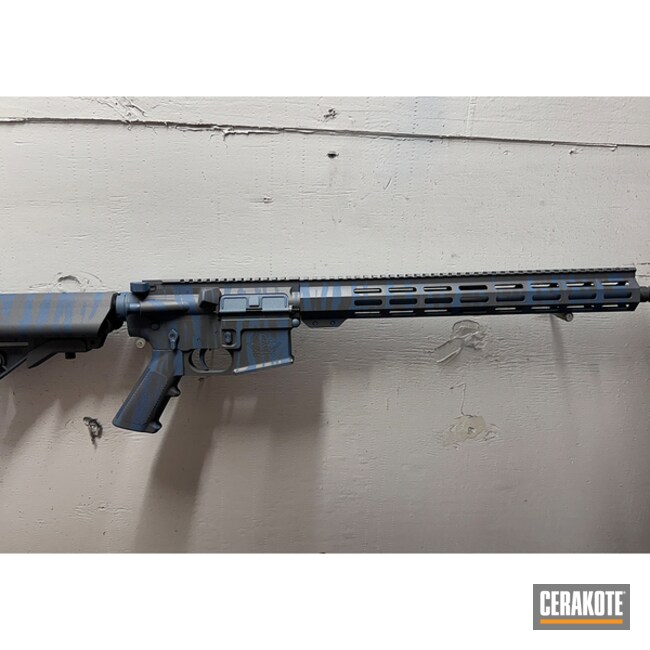 Kriger Operational Ar15 Coated With Cerakote In Sniper Grey And Blue Titanium