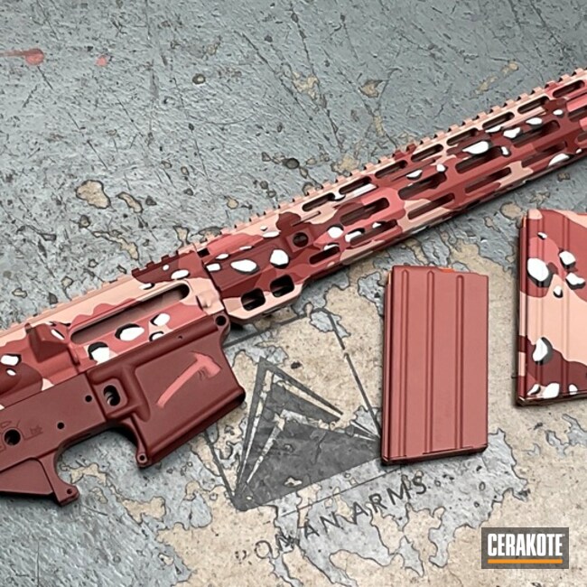 Raspberry Chocolate Chip Ar Coated With Cerakote In Bazooka Pink, Bright White, Sky Blue, Fs Sabre Sand  , Federal Brown And Graphite Black