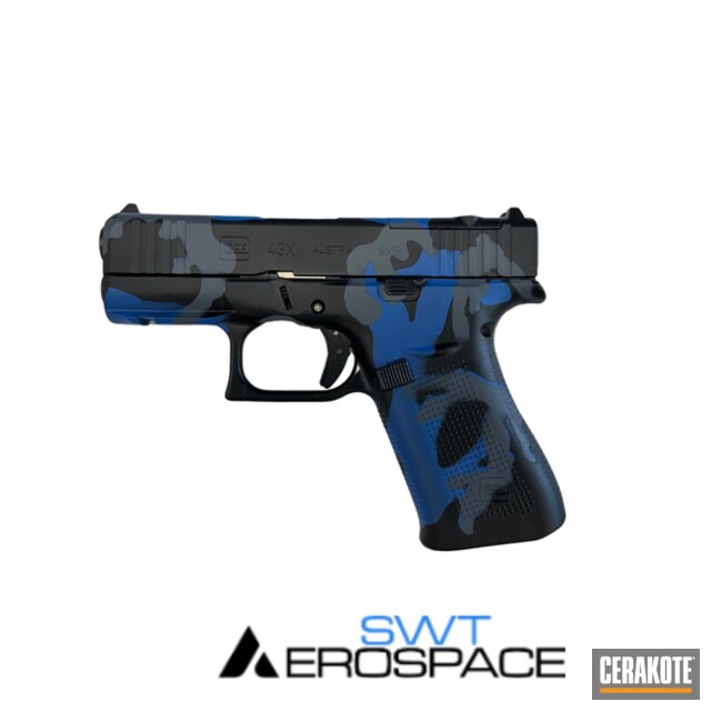 Glock 43 X Cerakoted In Blue M81 Camo