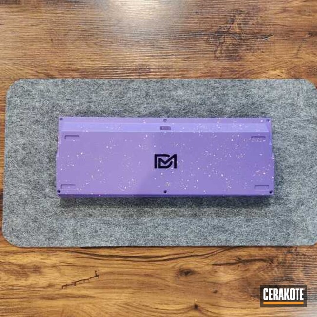 Forever65 - Custom Mechanical Keyboard Sprayed In Bright Purple H-217 And Splatter With Pink Sherbet H-328