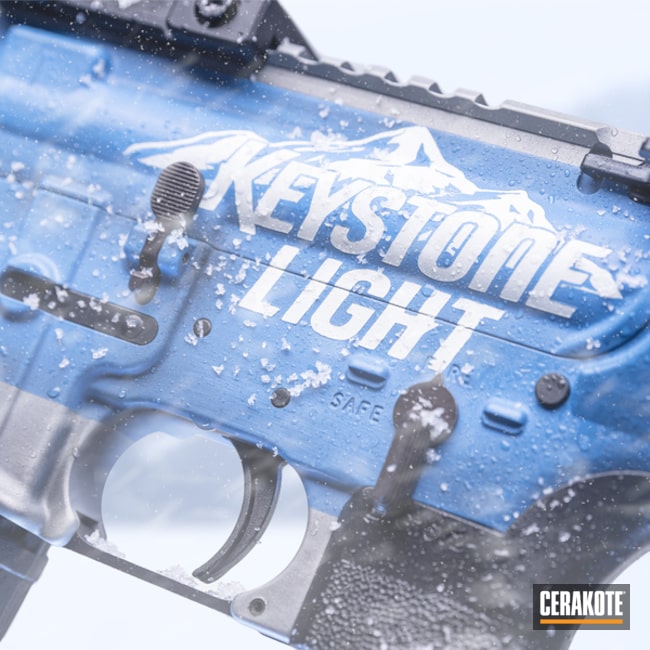 Keystone For The Boys Coated With Cerakote In Snow White, Nra Blue, Satin Mag And Gold