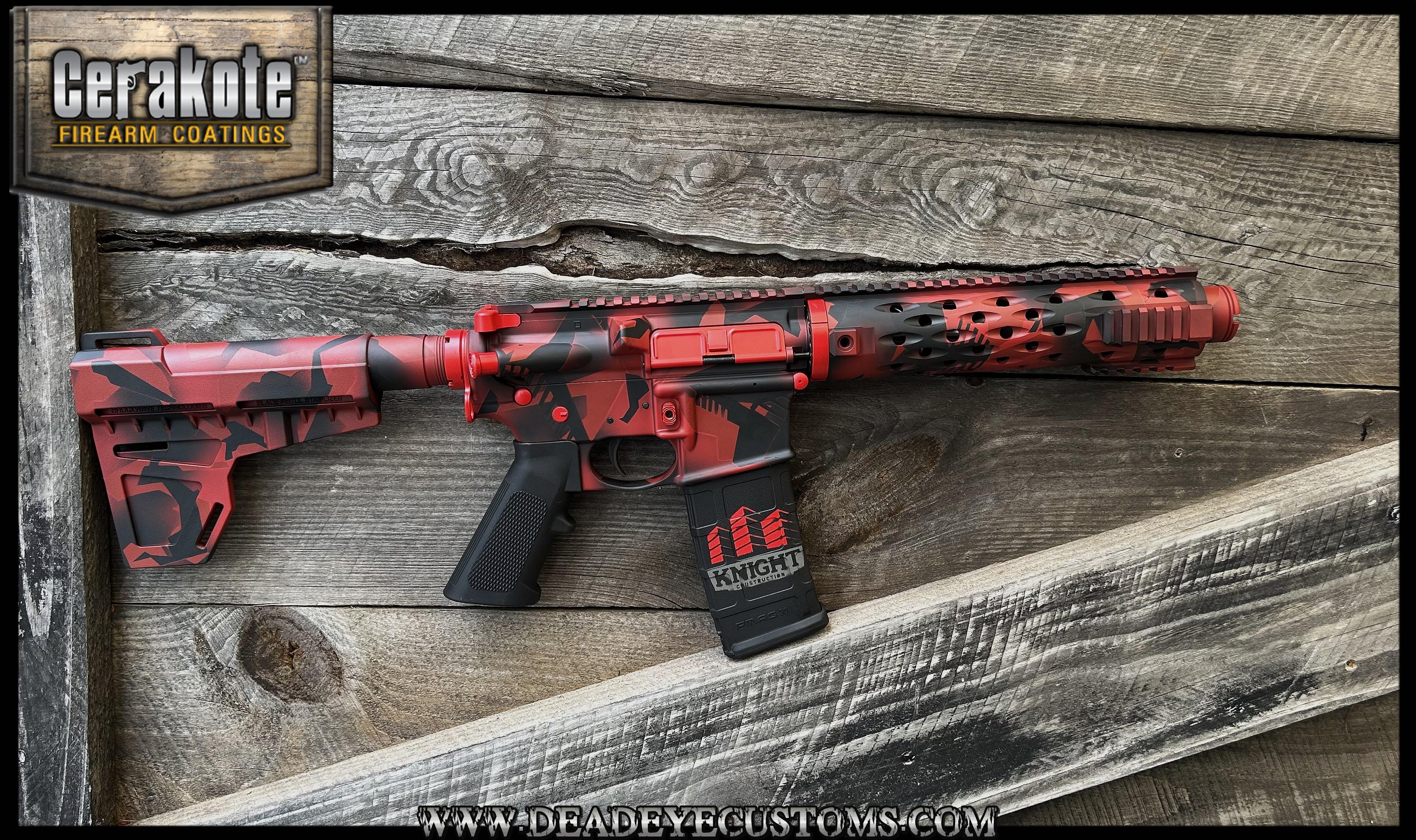 Red Splinter Red Splinter Ar15 coated with H-221, H-146, H-216 and H-167 | Cerakote