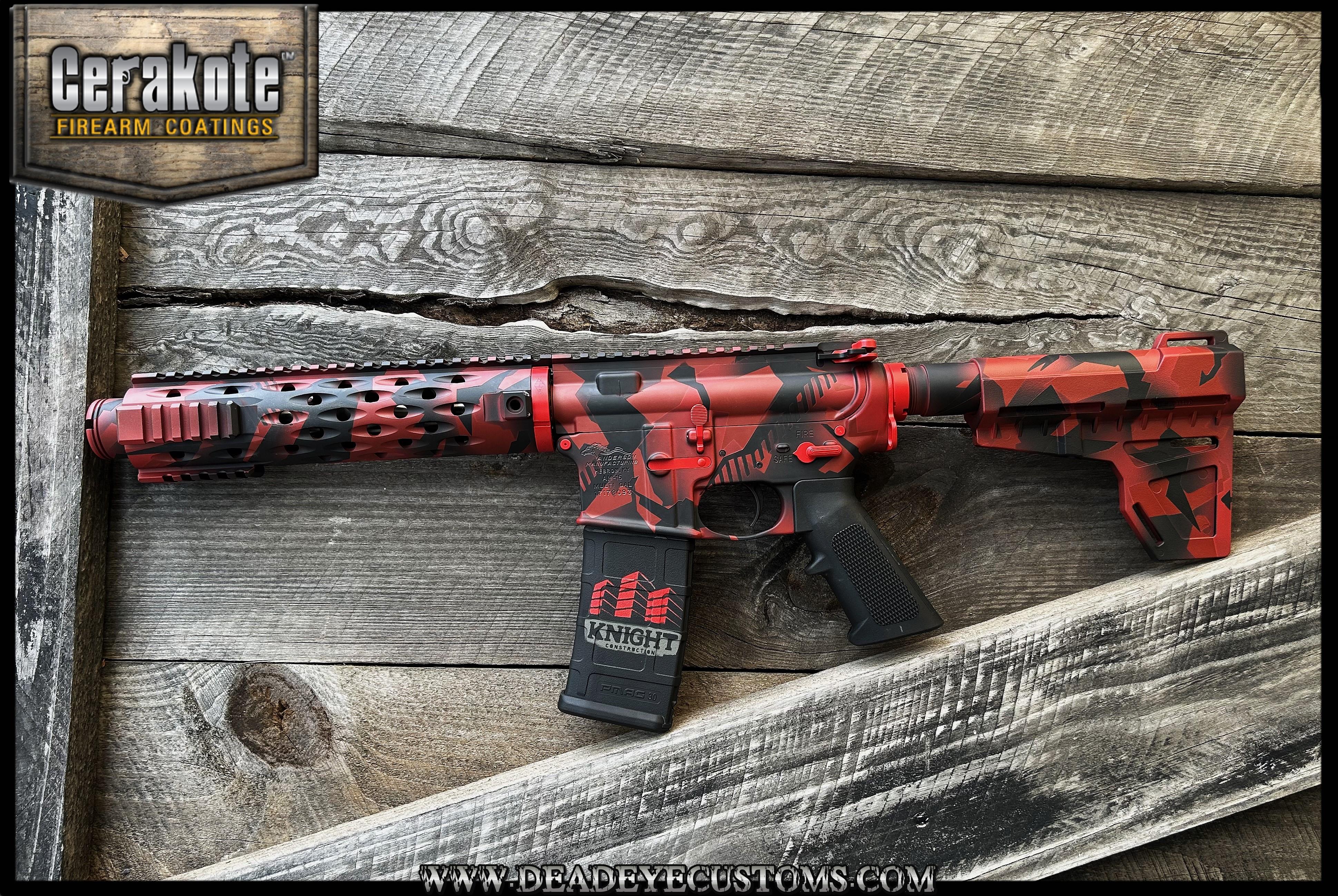 Red Splinter Ar15 coated with H-221, H-146, H-216 and H-167 | Cerakote