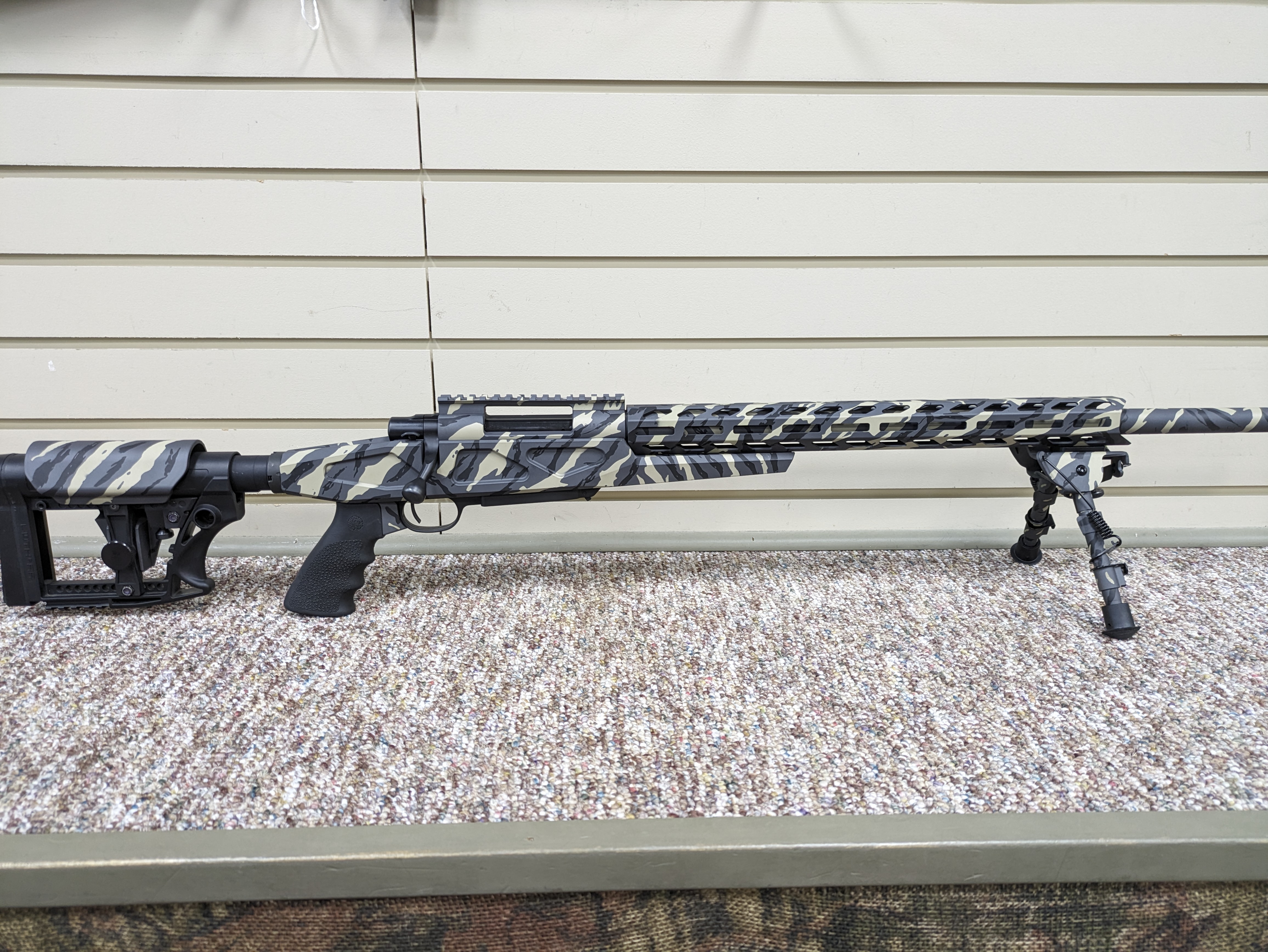 Bolt Action Rifle Decorated In Tiger Stripe Camo | Cerakote