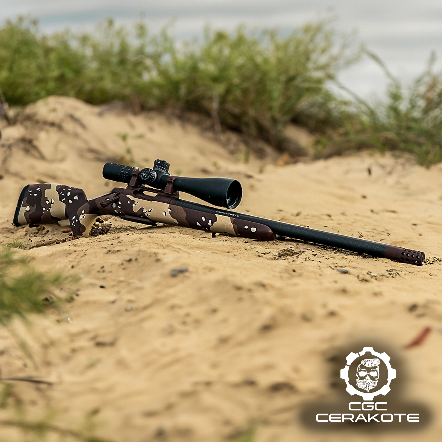 Chipped Coating Rifle Chocolate Chip Camo Bolt Action Rifle | Cerakote