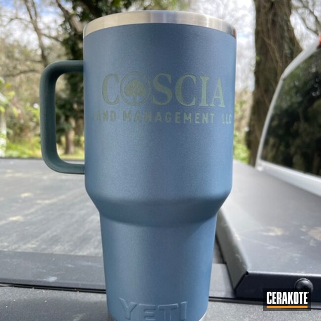 Charcoal Green And Blue Titanium Yeti And Logo