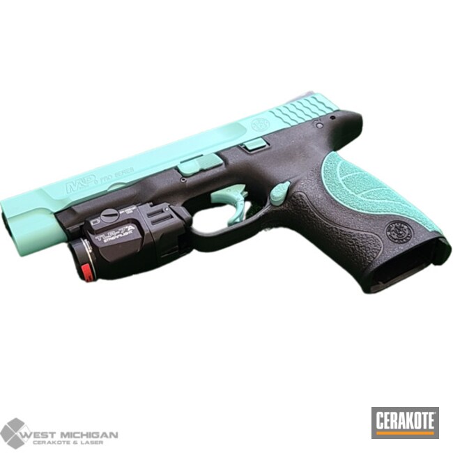 S&w M&p Coated With Cerakote In Robin's Egg Blue