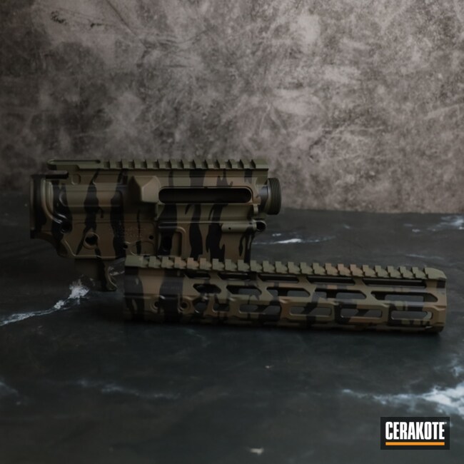 Tiger Stripe Builder Set Coated With Cerakote In Chocolate Brown, Graphite Black And O.d. Green
