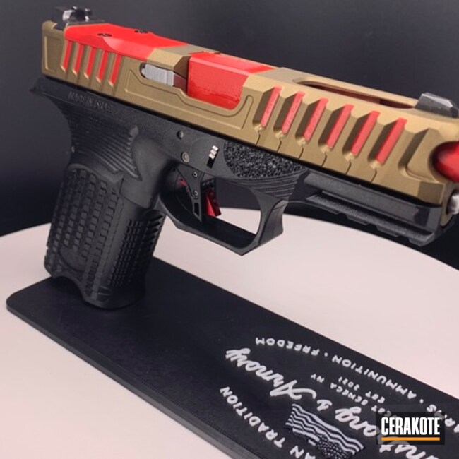 Burnt Bronze With Ruby Red Slide Serration Accents