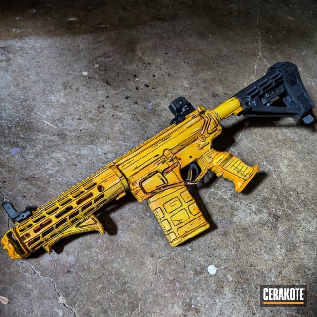 Maxim 308 Coated With Cerakote In High Gloss Armor Clear, Corvette Yellow And Tequila Sunrise