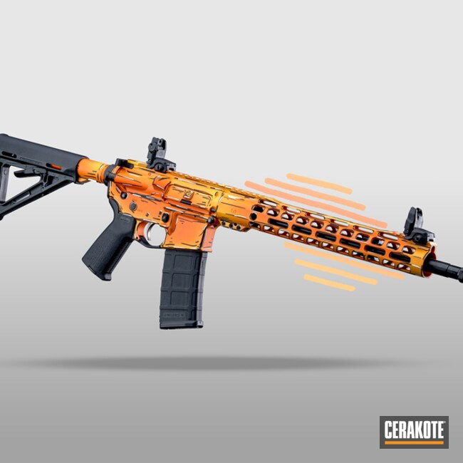 Ar15 Builderset Coated With Cerakote In Hunter Orange And Corvette Yellow