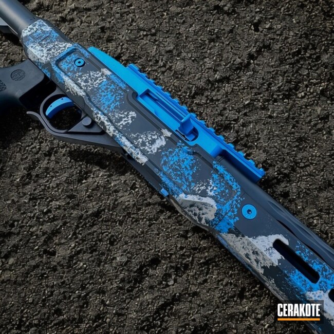 Custom Blue & Grey Sponge Camo on 10/22 | Cerakote