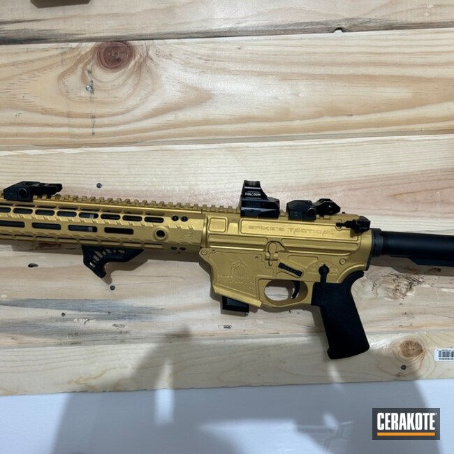 Spikes Gold Ar9 Coated With Cerakote In Gold
