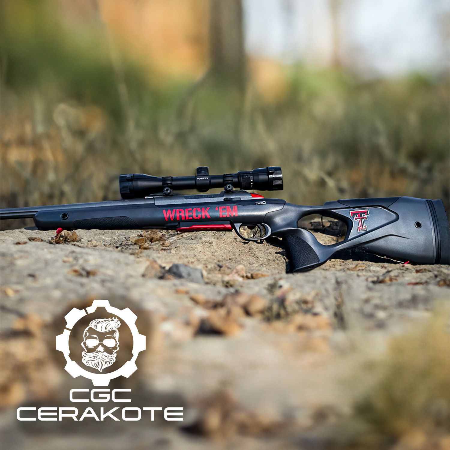Texas Instruments Rifle Texas Tech-themed Sako Bolt Action Rifle | Cerakote