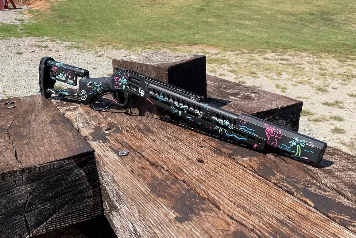 Pink Graphite Lever Action coated in H-242, H-224, H-146 and H-172 | Cerakote