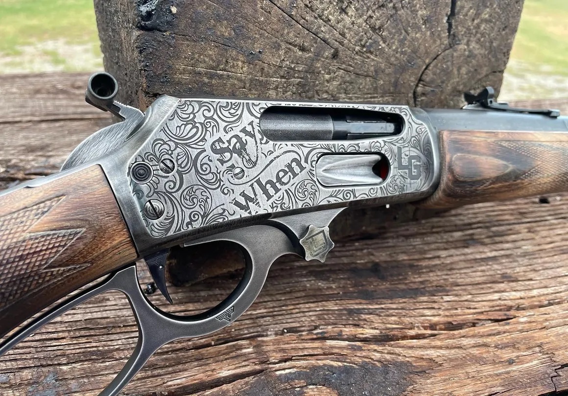 Lever Action Engraved coated with a Gun Metal Grey and Graphite Black ...