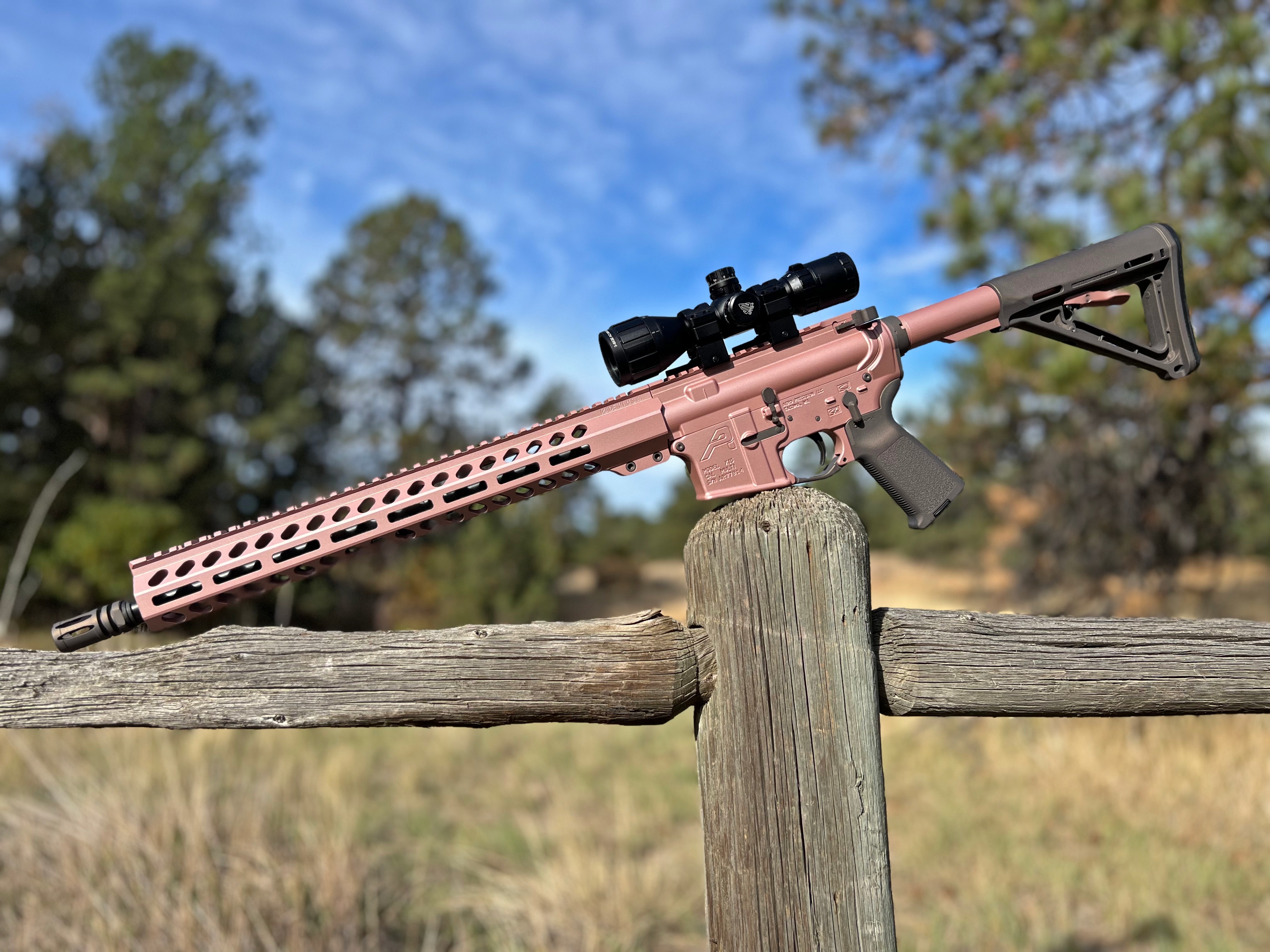 Rose Gold Rifle AR-15 in Rose gold and Black Gold | Cerakote