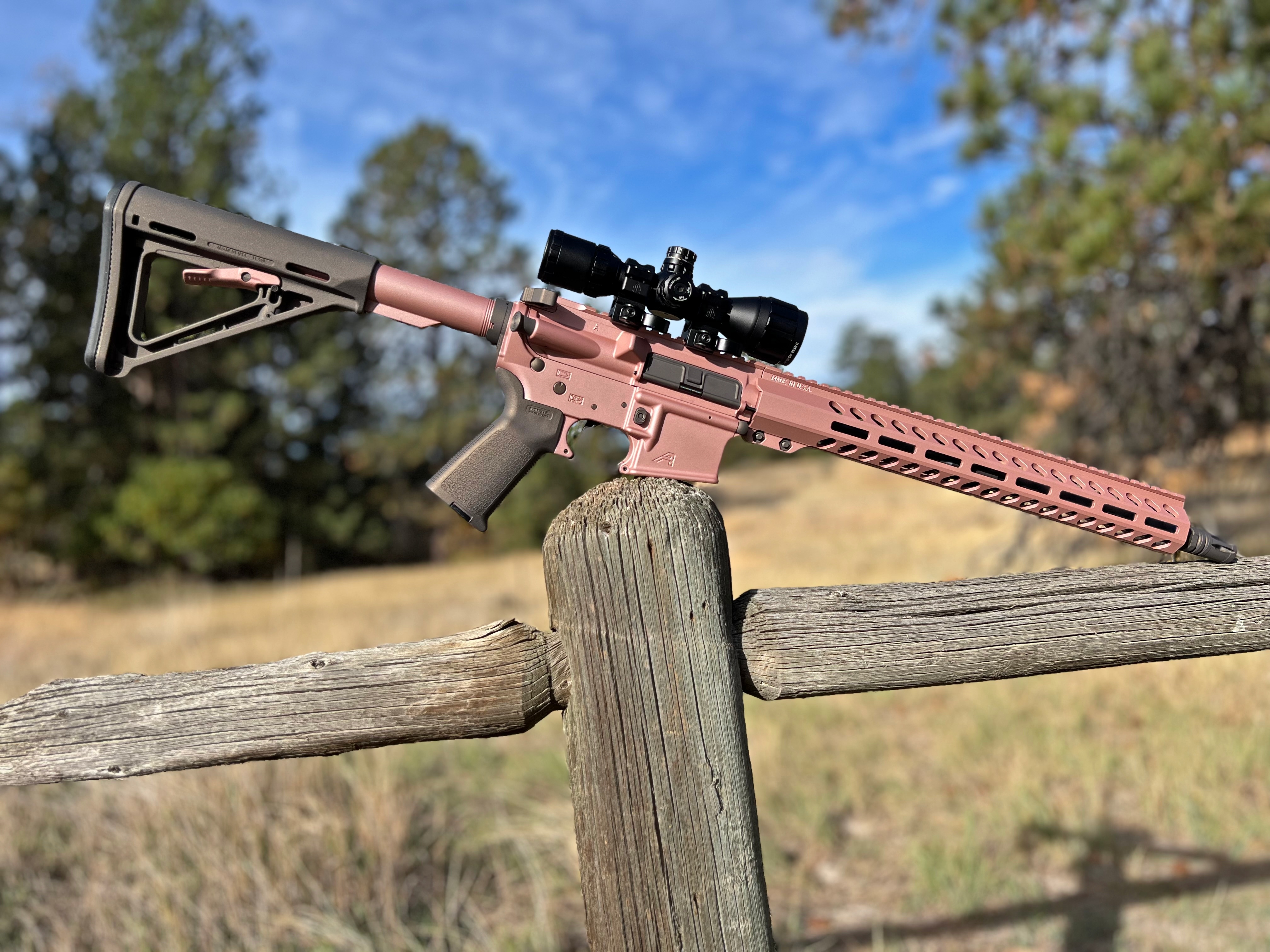 Rose Gold Rifle AR-15 in Rose gold and Black Gold | Cerakote
