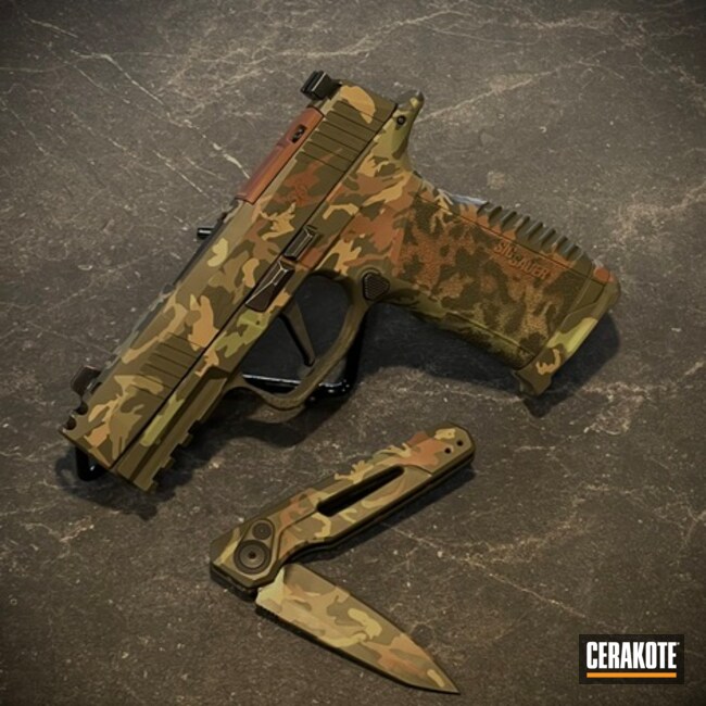 Matching Woodland Camo Knife And Pistol