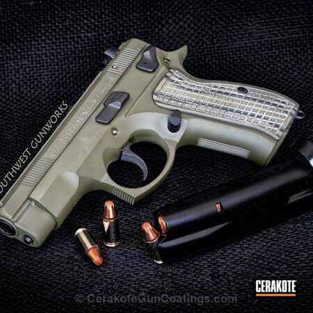Powder Coating: Graphite Black H-146,CZ 75 Compact,Handguns,CZ,O.D. Green H-236