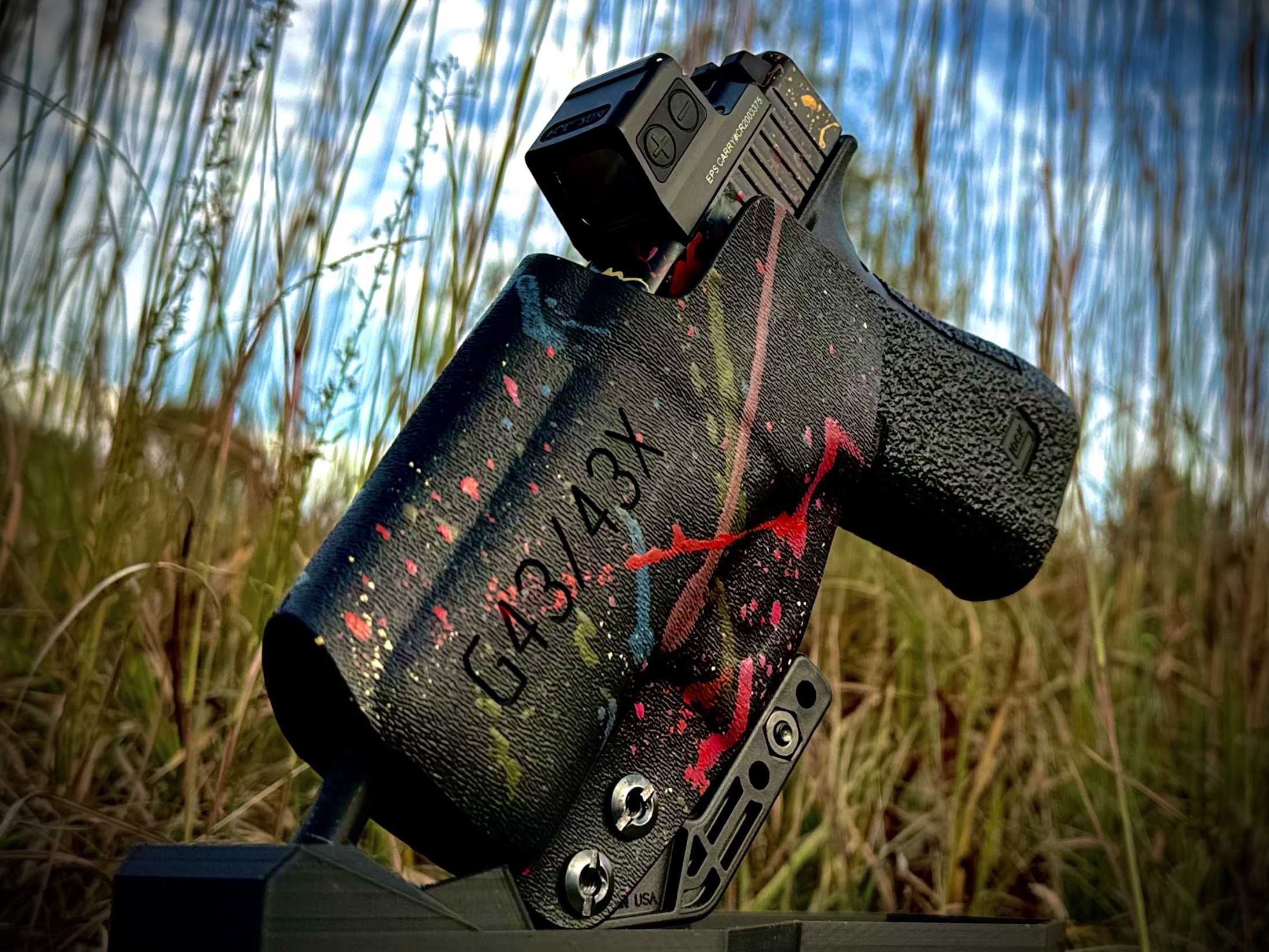 Custom Splatter Glock 43X & Holster | Cerakote