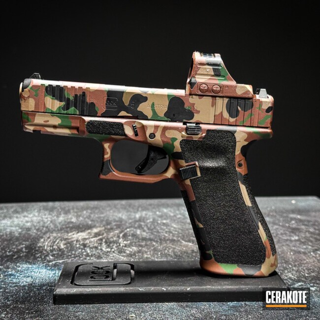 G19 Flecktarn Coated With Cerakote In H-342, H-200, H-146 And H-265