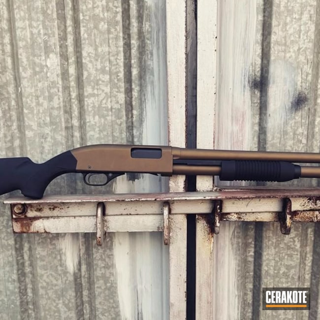 Shotgun Coated With Cerakote In Burnt Bronze
