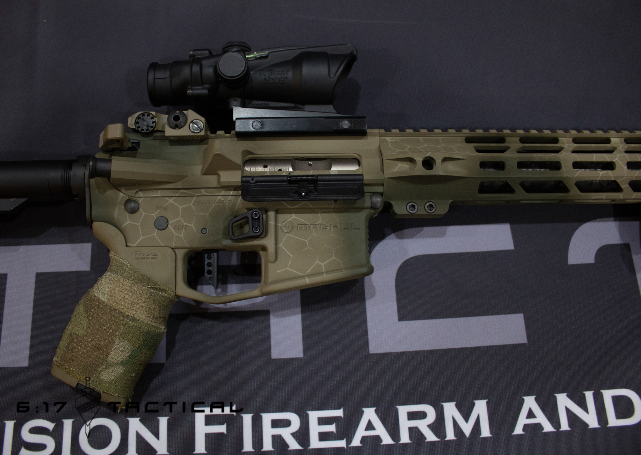 Customized Desert Rifle Customized AR in Desert Web Pattern | Cerakote