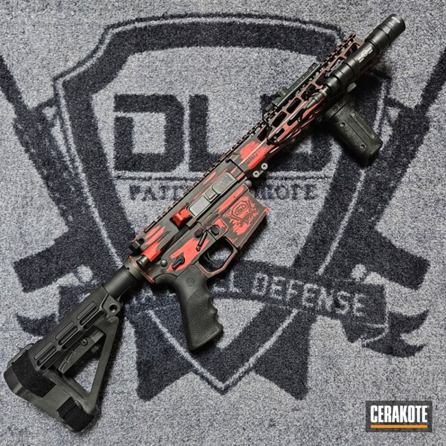 Custom Black And Red Distressed 9mm Ar