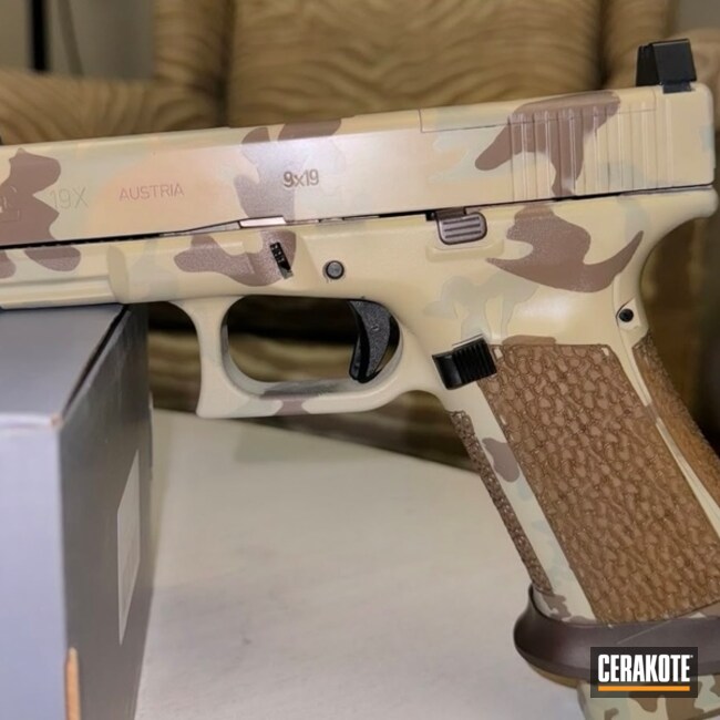 G19x Coated With Cerakote In Gen Ii Desert Sand, Desert Verde And Flat Dark Earth