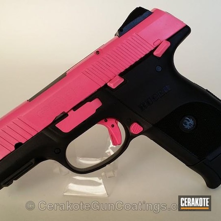 Powder Coating: Pink,Corrosion Protection,High Temperature Coating,Handguns,Custom Paint,Pistol,Ruger,Ruger SR,Clear Coat,Heat Protect,Custom,Prison Pink H-141
