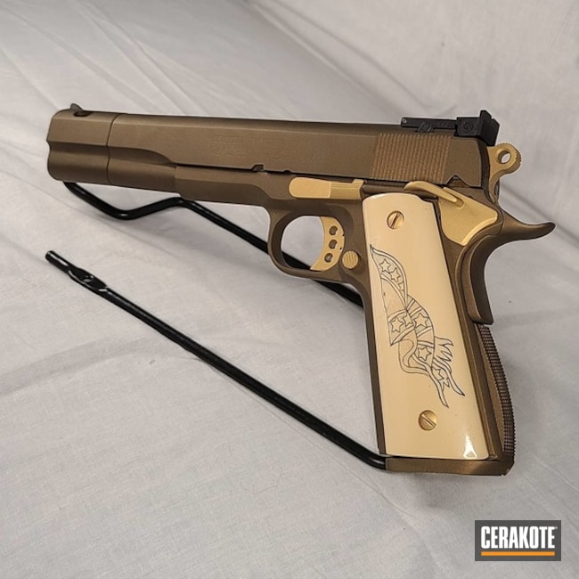 1911 Comp Coated With Cerakote In Burnt Bronze And Gold