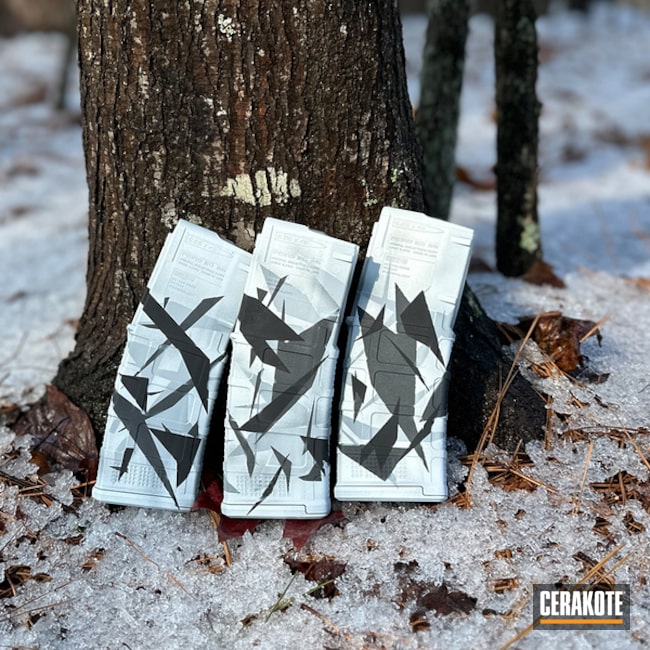 Splinter Magazine Coated With Cerakote In Lr Black, Sniper Grey, Armor Black, Battleship Grey And Stormtrooper White