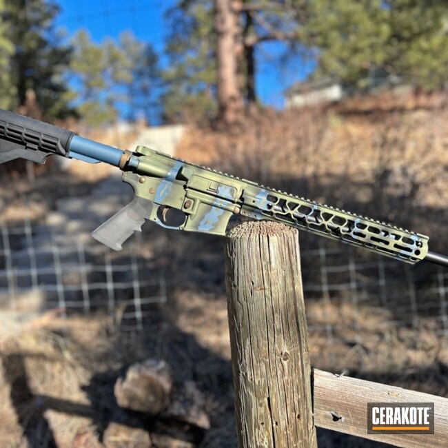 Crocodile, Graphite Black, Burnt Bronze And Blue Titanium Ar15 Riptile Camo