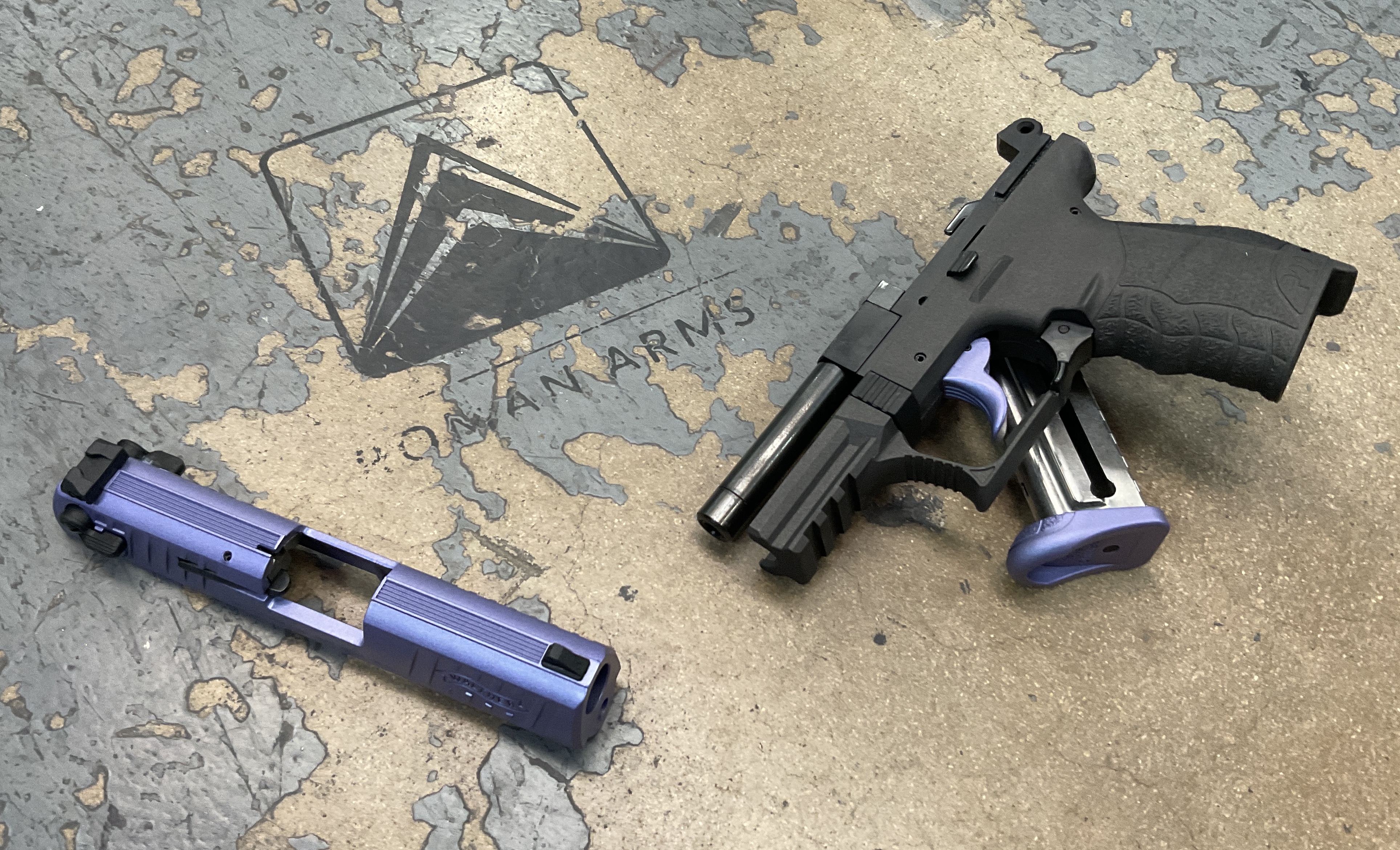 Walther P22 coated in Cerakote Fx Mystique and Crushed Orchid | Cerakote