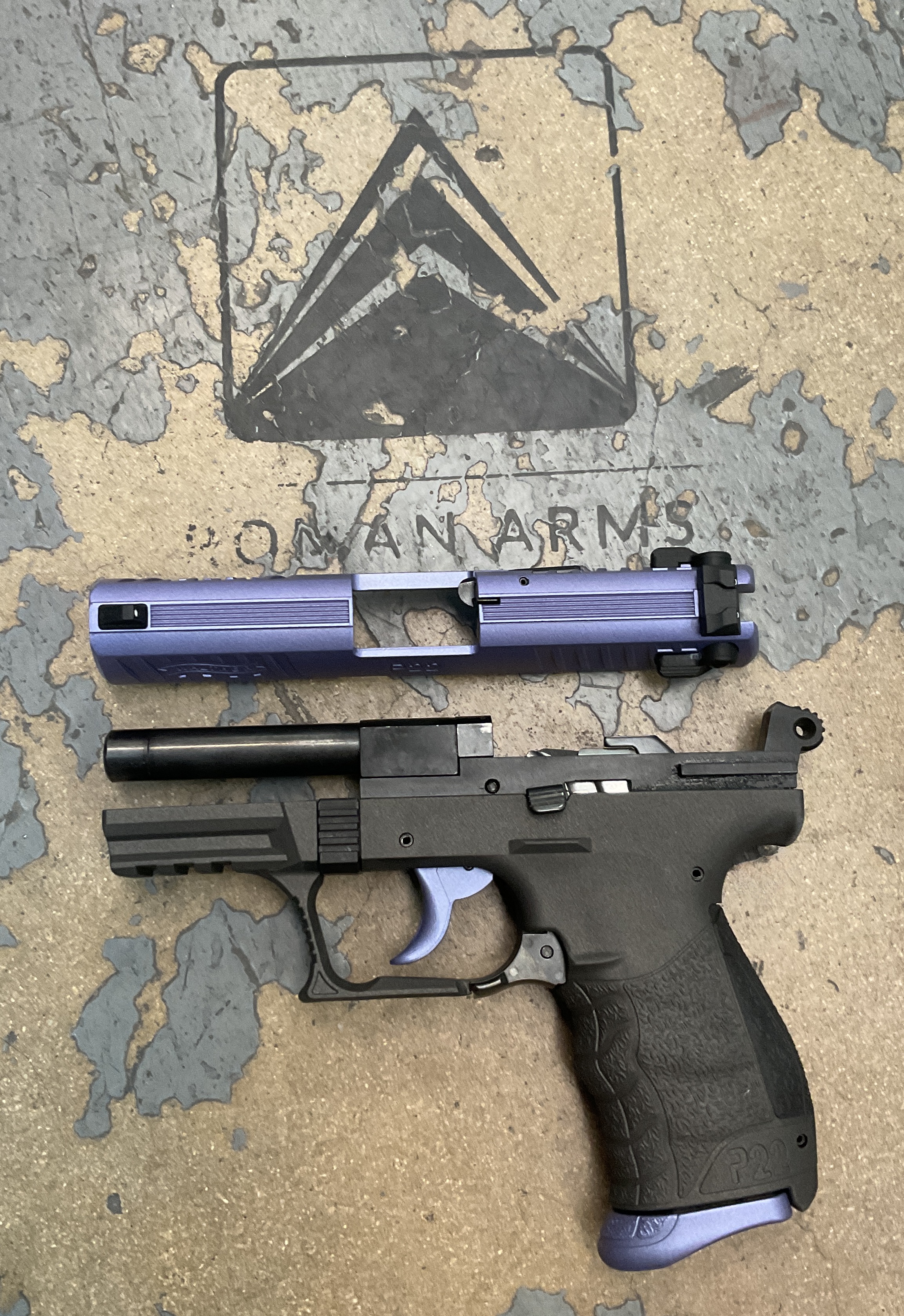 Walther P22 coated in Cerakote Fx Mystique and Crushed Orchid | Cerakote