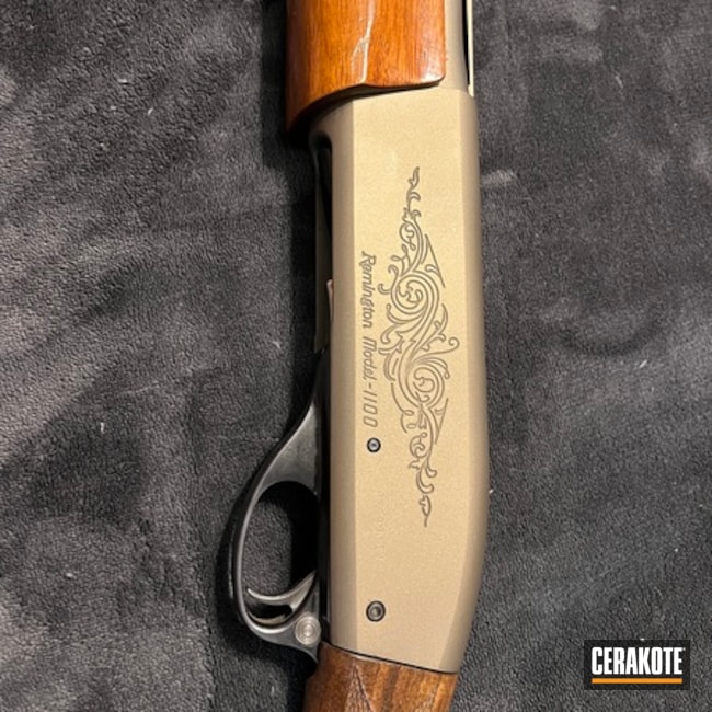 Shotgun Coated With Cerakote In Smoked Bronze