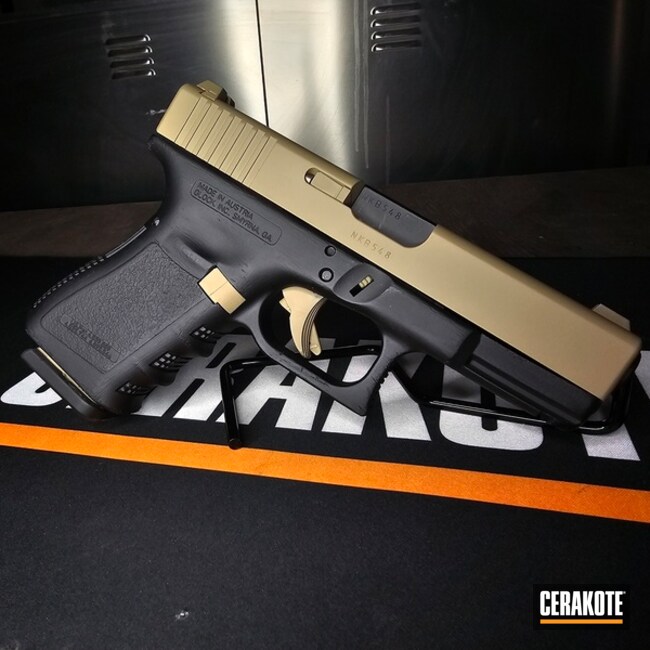 Glock 17 Coated With Cerakote In Coyote Tan And Graphite Black