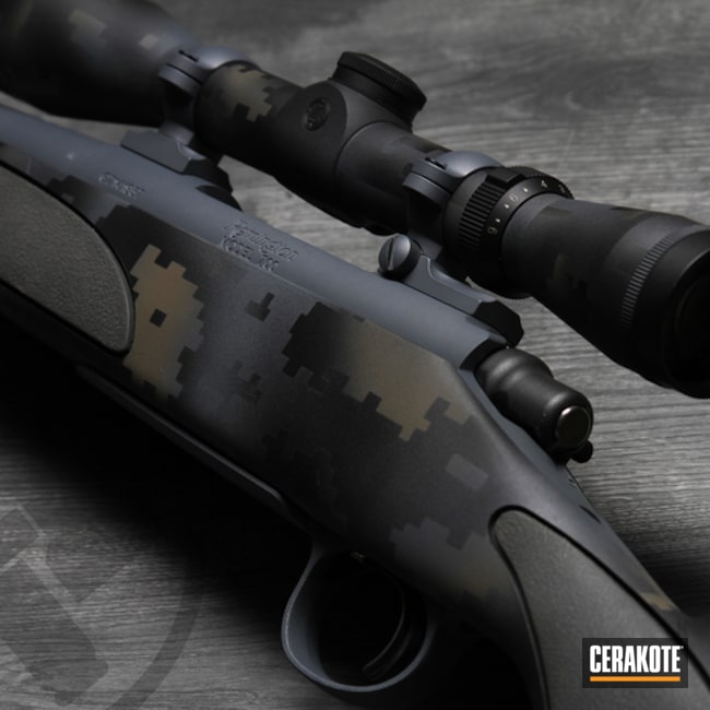 Remington 700 Coated With Cerakote In Dark Grey, Graphite Black And Magpul® Fde