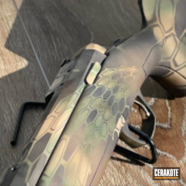 Green, Tan, Black & Bronze Hex Camo Rifle 