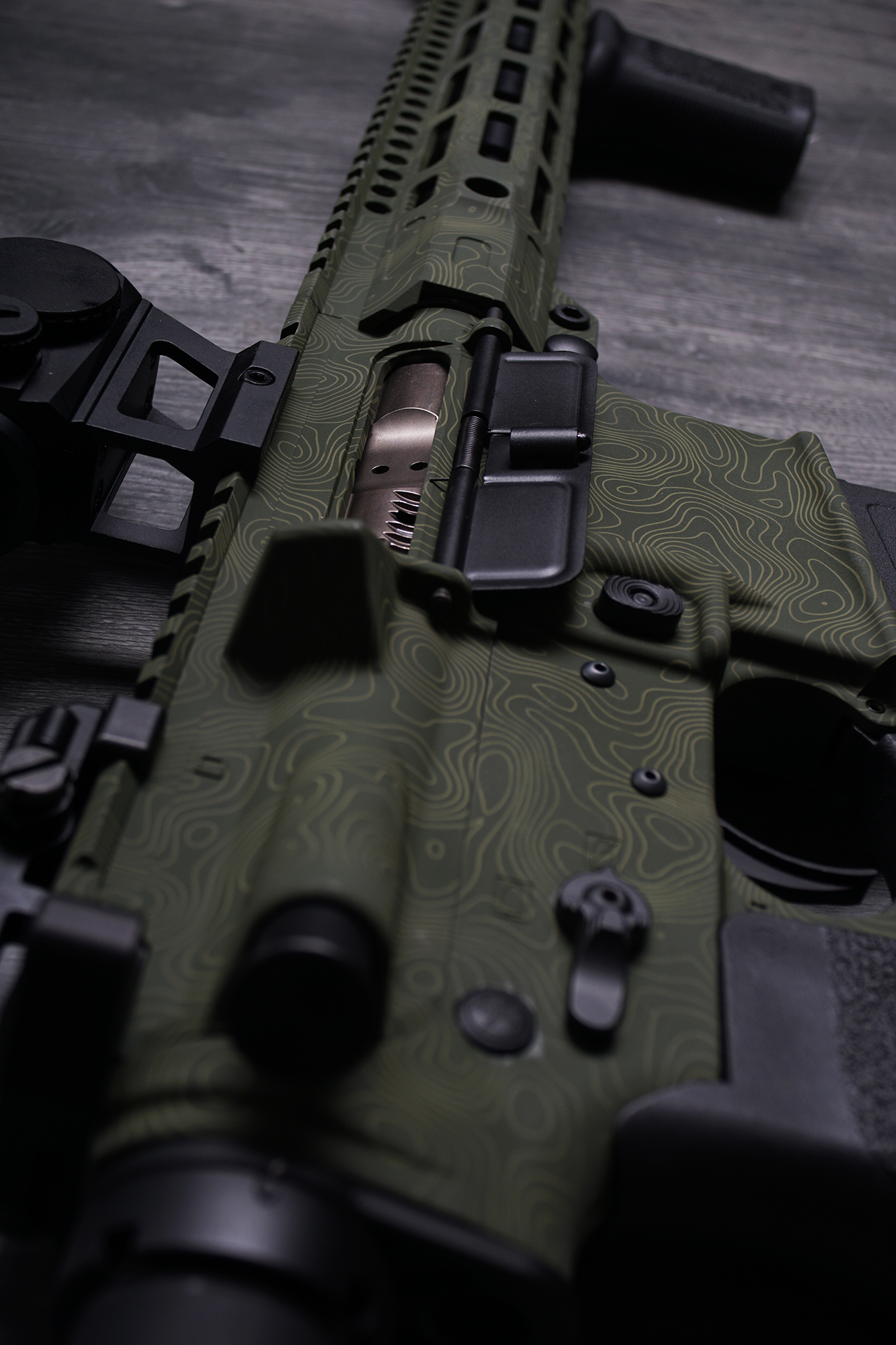 Topographic Rifle Receiver Topo done in a FS Green Finish | Cerakote